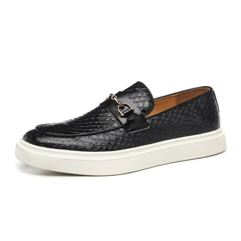 Herren Lederloafer mit Schlangenhaut-Muster