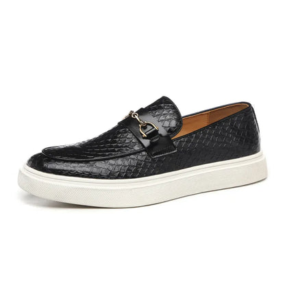 Herren Lederloafer mit Schlangenhaut-Muster