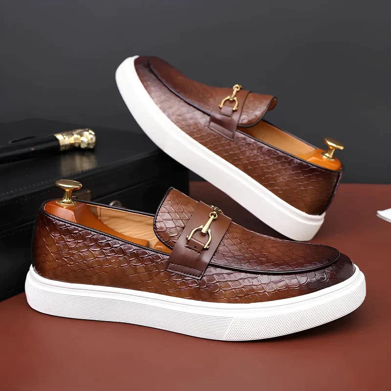 Herren Lederloafer mit Schlangenhaut-Muster