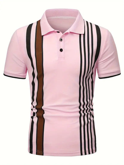 Herren Polo-Shirt mit vertikalem Retro-Streifenmuster