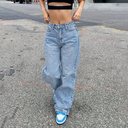 Jeans mit hohem Bund und weitem Schnitt