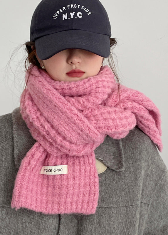 Vielseitiger, warmer gestrickter Wollschal in Rosa im koreanischen Stil