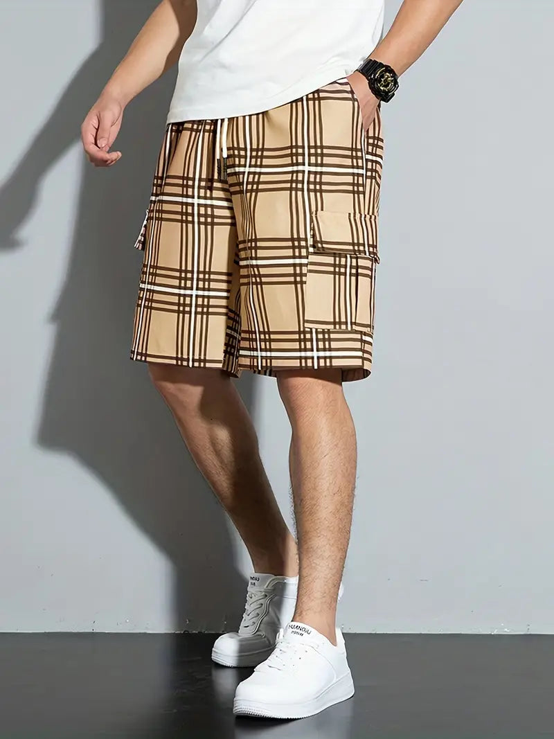 Lässige karierte Shorts mit Kordelzug
