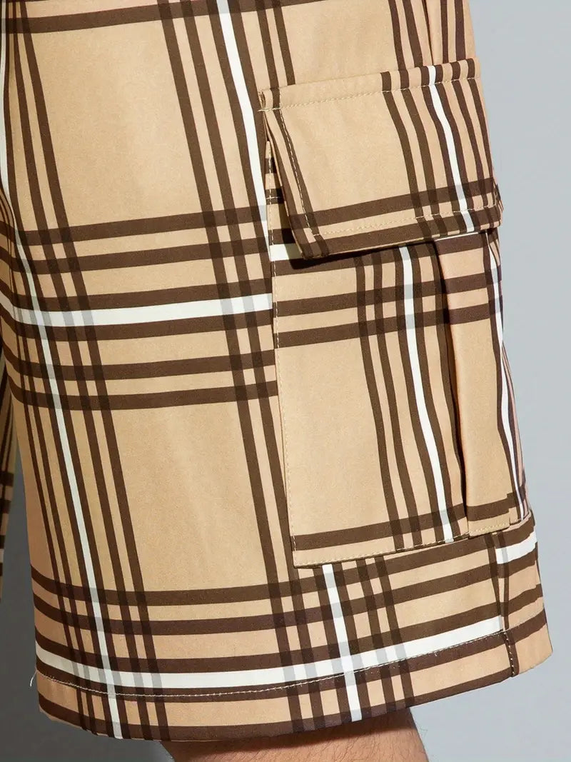 Lässige karierte Shorts mit Kordelzug