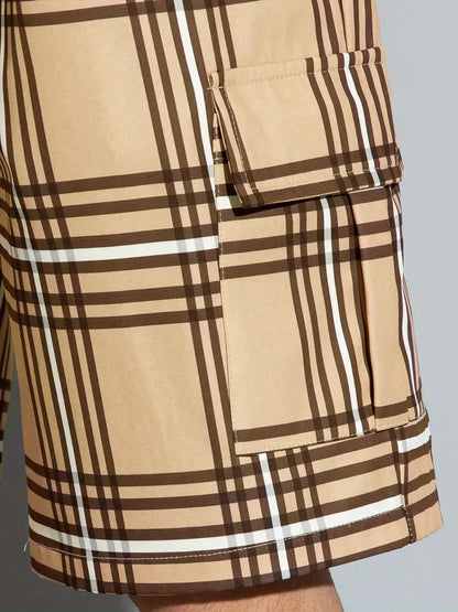 Lässige karierte Shorts mit Kordelzug