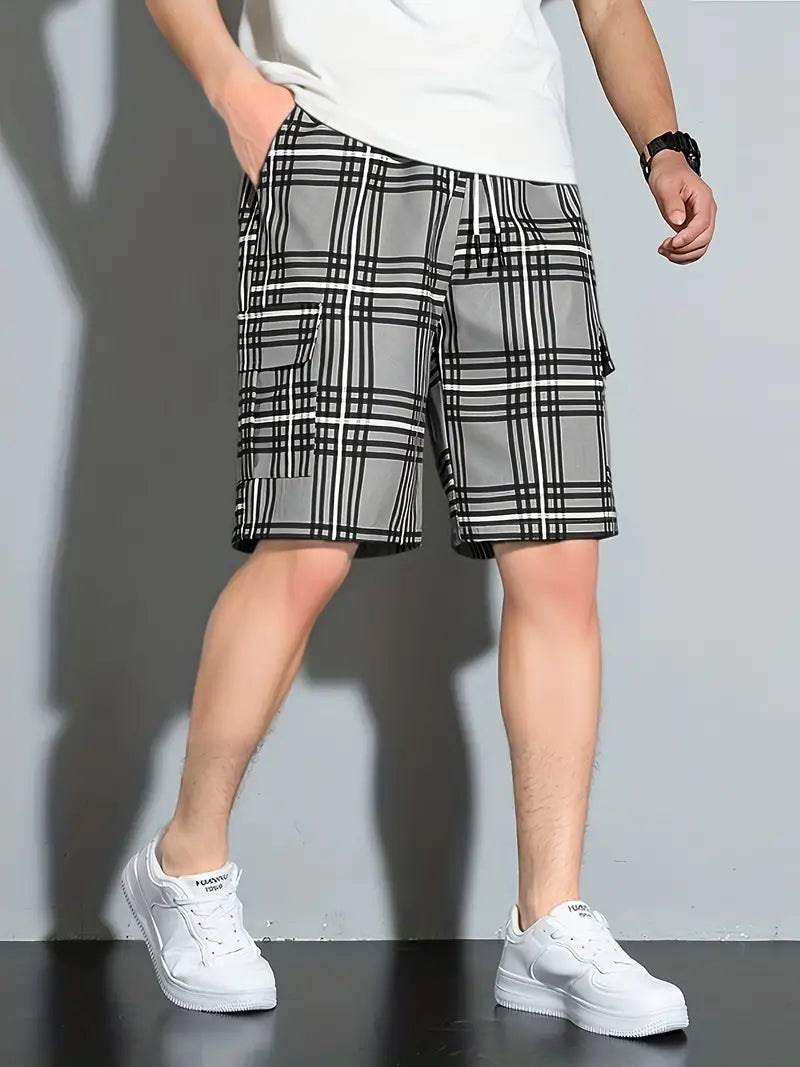 Lässige karierte Shorts mit Kordelzug