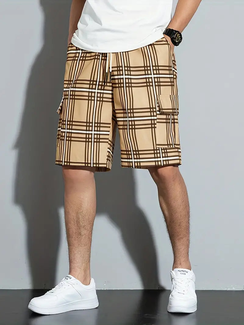 Lässige karierte Shorts mit Kordelzug