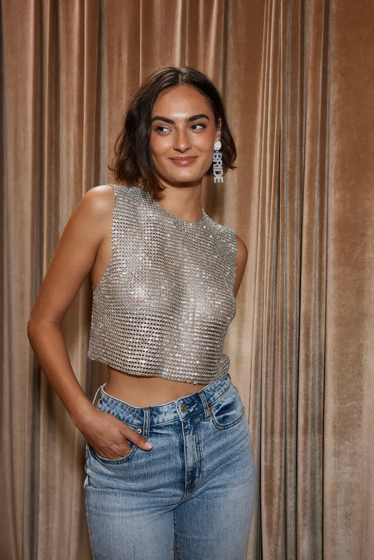 Mit silber Edelstein besetztes Strass Tank