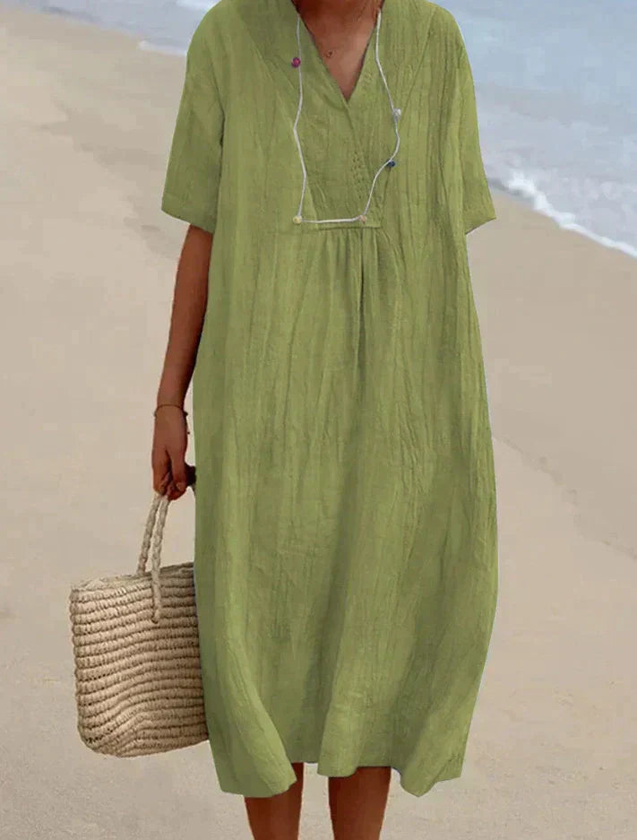 Damen-Sommerkleid – ärmellos – Baumwoll-Leinen-Mix – für warme Tage