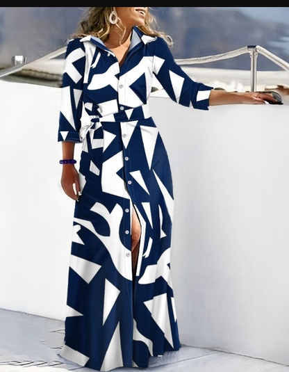 Maxikleid mit 3/4-Ärmeln aus Viskosemischung