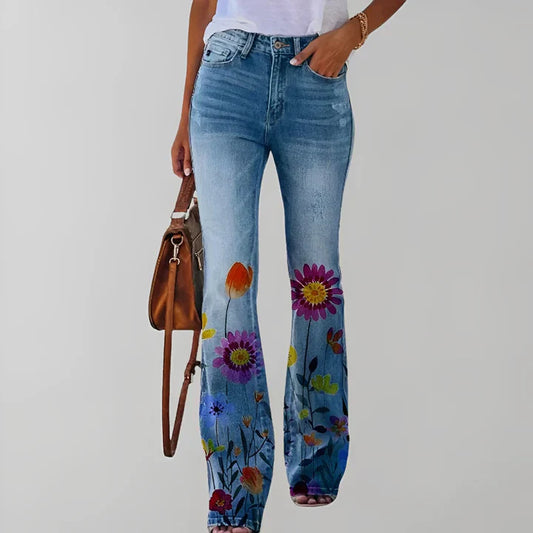 Straight-Fit Denim mit Blumenmuster