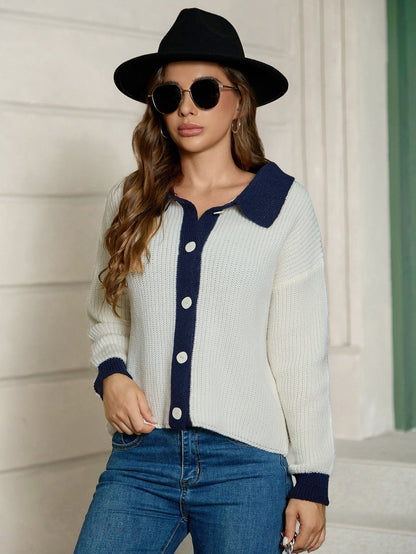 Strickjacke langarm mit Polokragen
