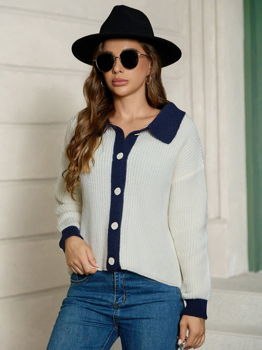 Strickjacke langarm mit Polokragen