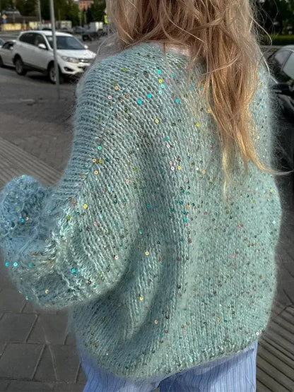 Strickjacke mit Glitzer