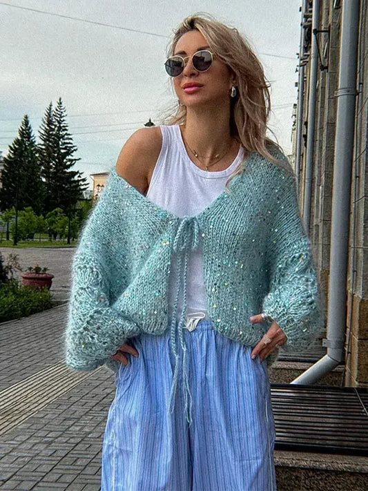 Strickjacke mit Glitzer