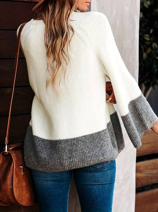 Stylischer Zweifarbiger Pullover