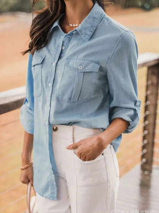 Trendiges Denim-Hemd mit Knopfverschluss