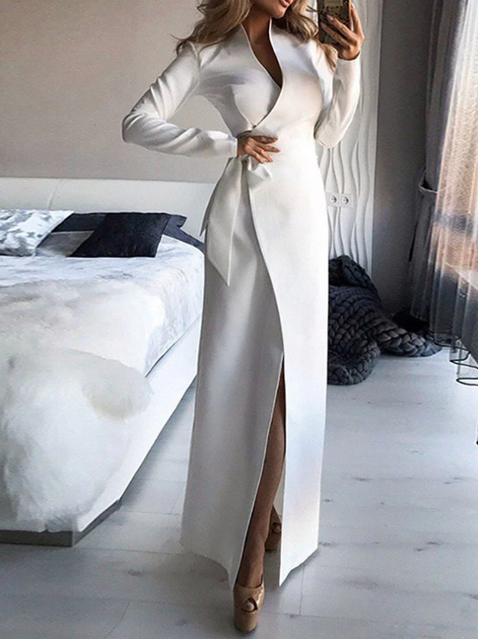 Weißes Maxikleid in Wickeloptik für Damen