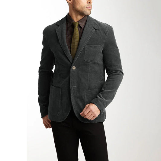 Herren-Cordjacke – Knopfleiste, Brusttaschen