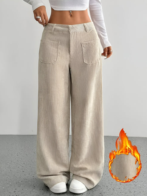 Damen-Cordhose mit weitem Bein und elastischem Bund