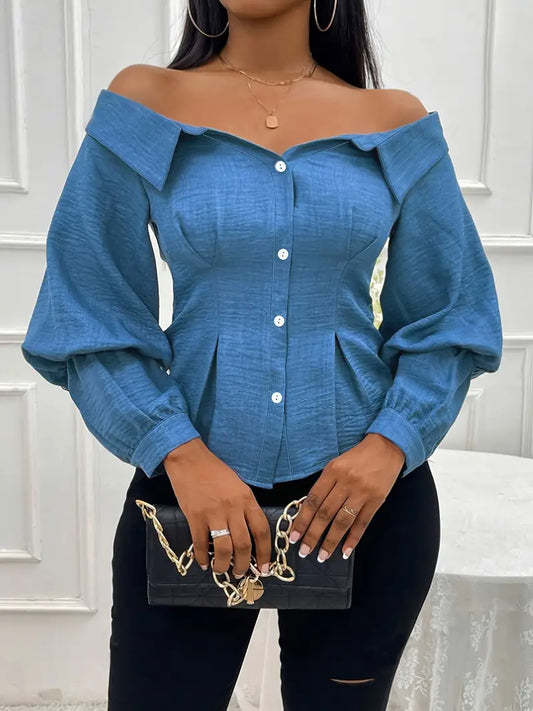 Elegante schulterfreie Bluse langarm