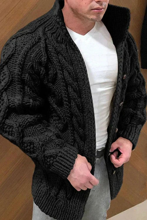 Strickjacke für Herren mit Kragen aus Wildleder