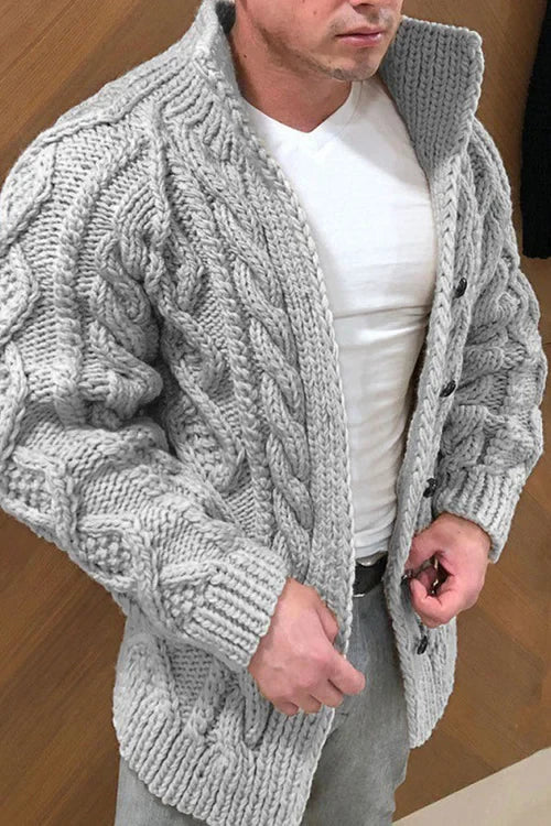 Strickjacke für Herren mit Kragen aus Wildleder