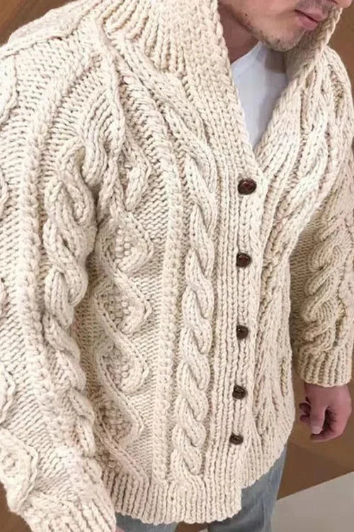 Strickjacke für Herren mit Kragen aus Wildleder