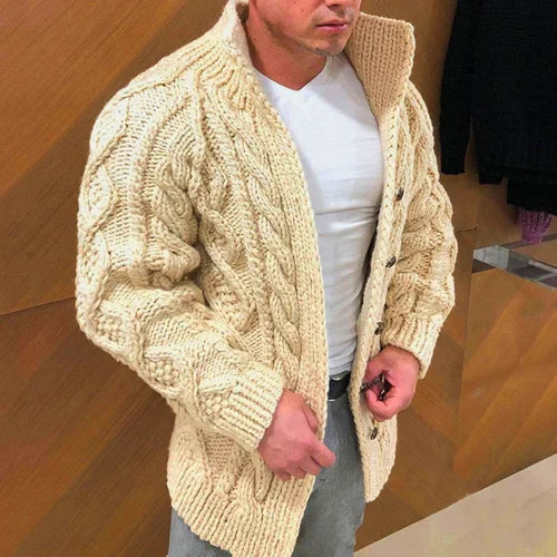 Strickjacke für Herren mit Kragen aus Wildleder