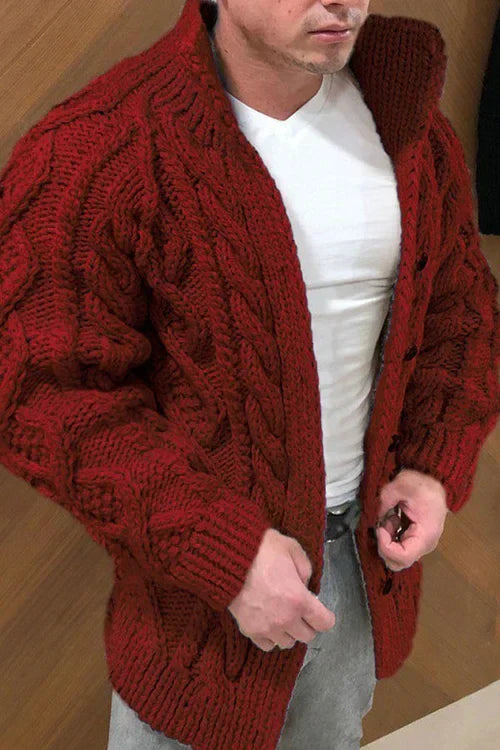 Strickjacke für Herren mit Kragen aus Wildleder