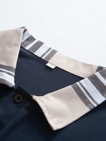 Herren-Hemd – Knopfverschluss – Materialmix – geeignet für Frühling und Sommer