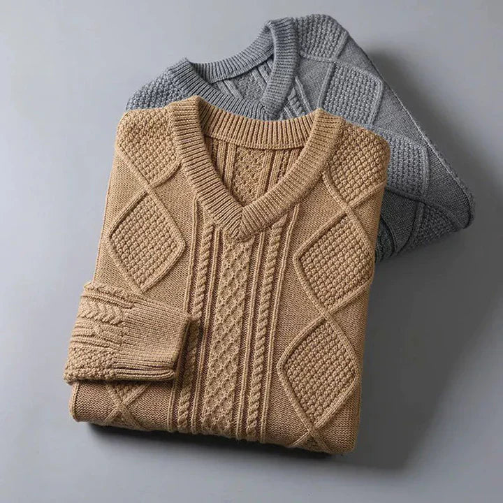 Herren-Strickpullover mit V-Kragen